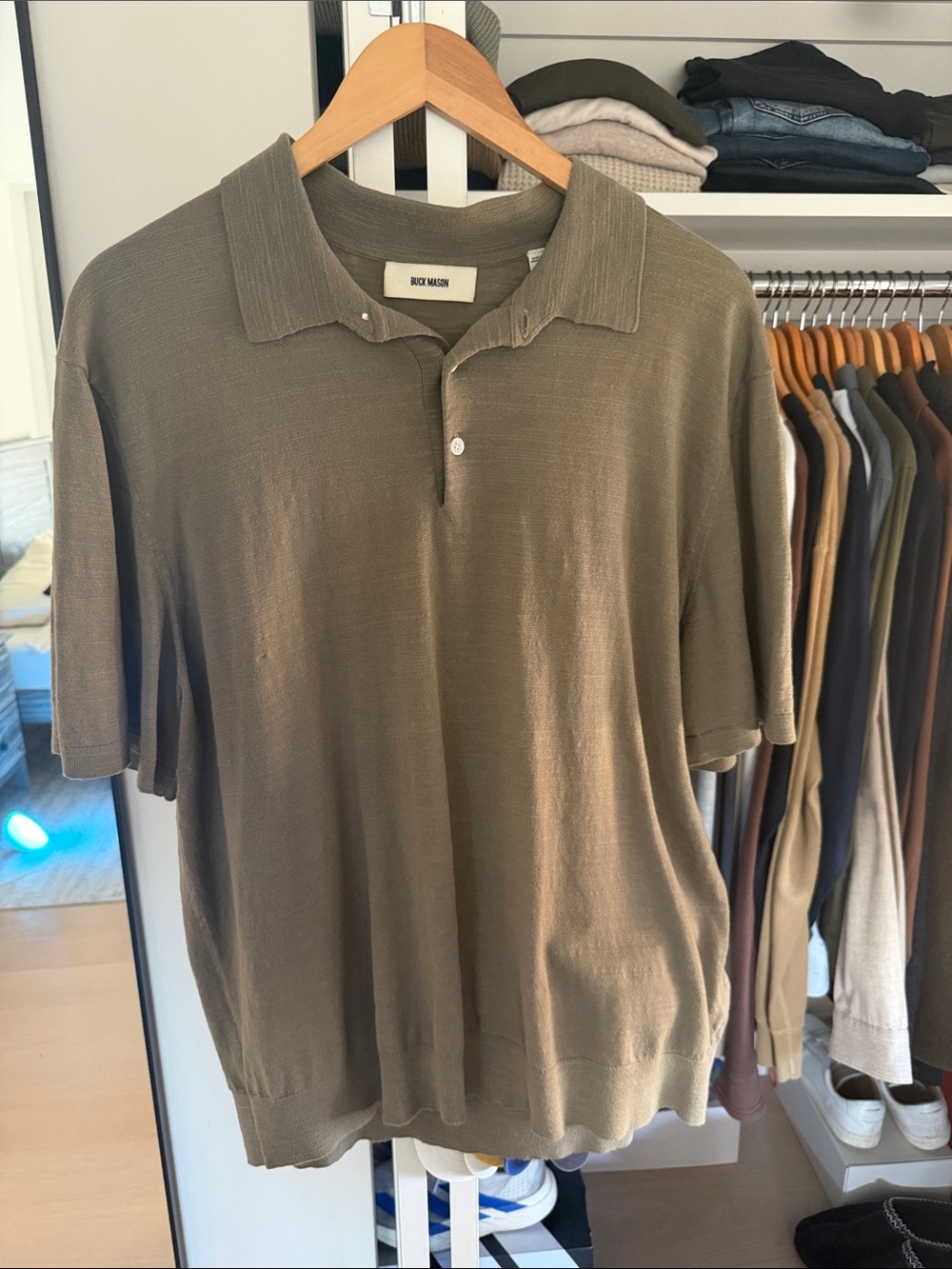 Buck Mason Olive Green Short Sleeve Polo